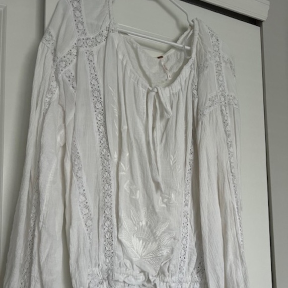 Free People White Long-sleeve Blousy Top - Picture 1 of 3